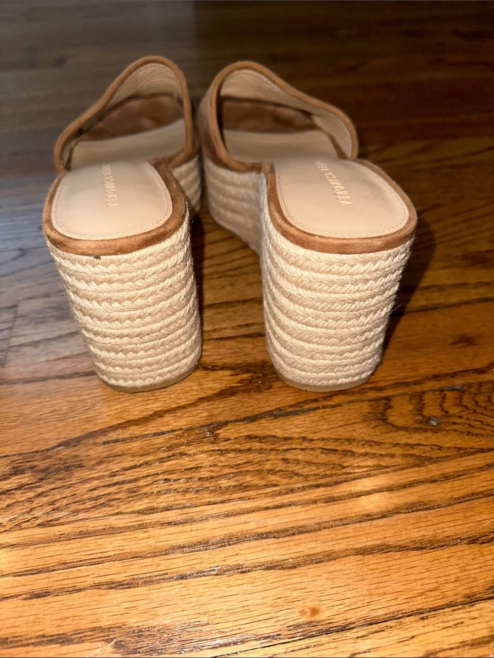 Veronica Beard Leather Gable Espadrille Platform Wedge Sandal